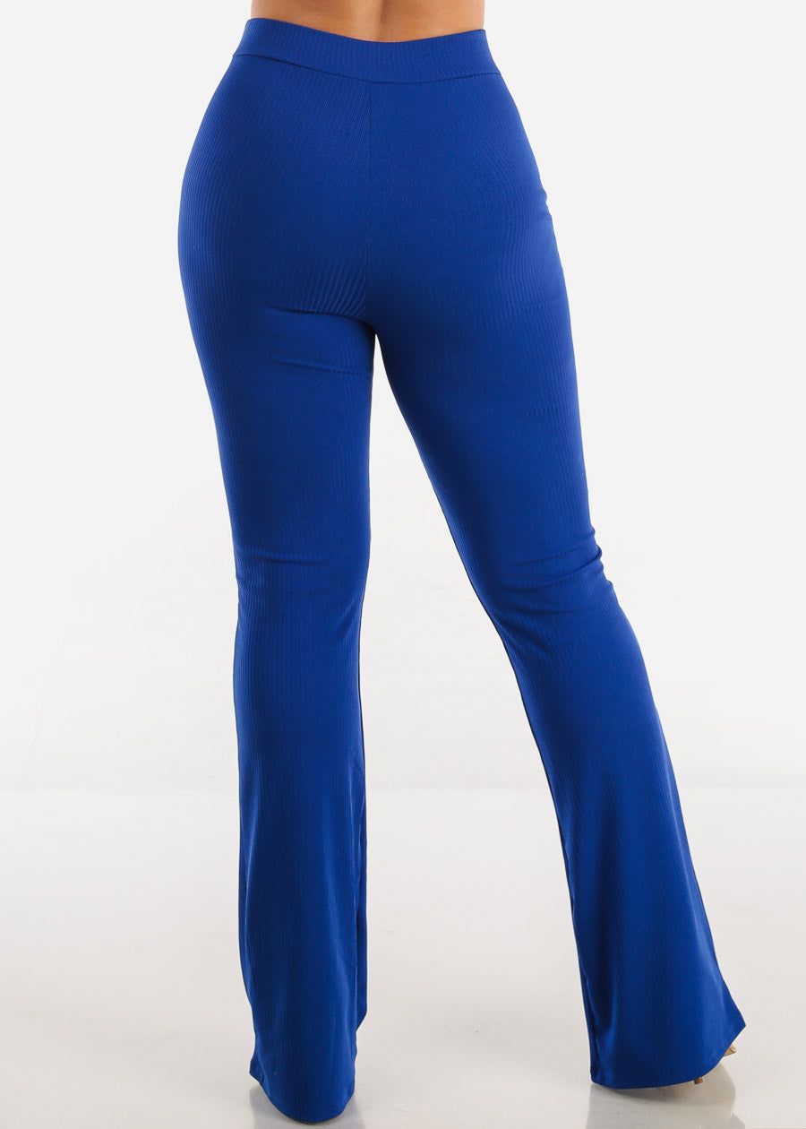 High Waisted Ribbed Wide Legged Pants Royal Blue sold by Moda product image thumbnail 4