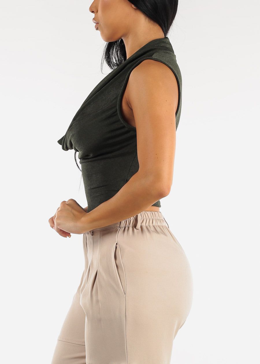 Drape Cowl Neck Sleeveless Top Olive sold by Moda product image thumbnail 3