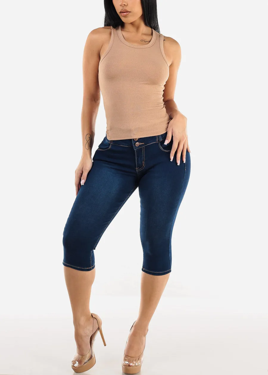 Sleeveless Crewneck Ribbed Crop Top Taupe sold by Moda product image thumbnail 2