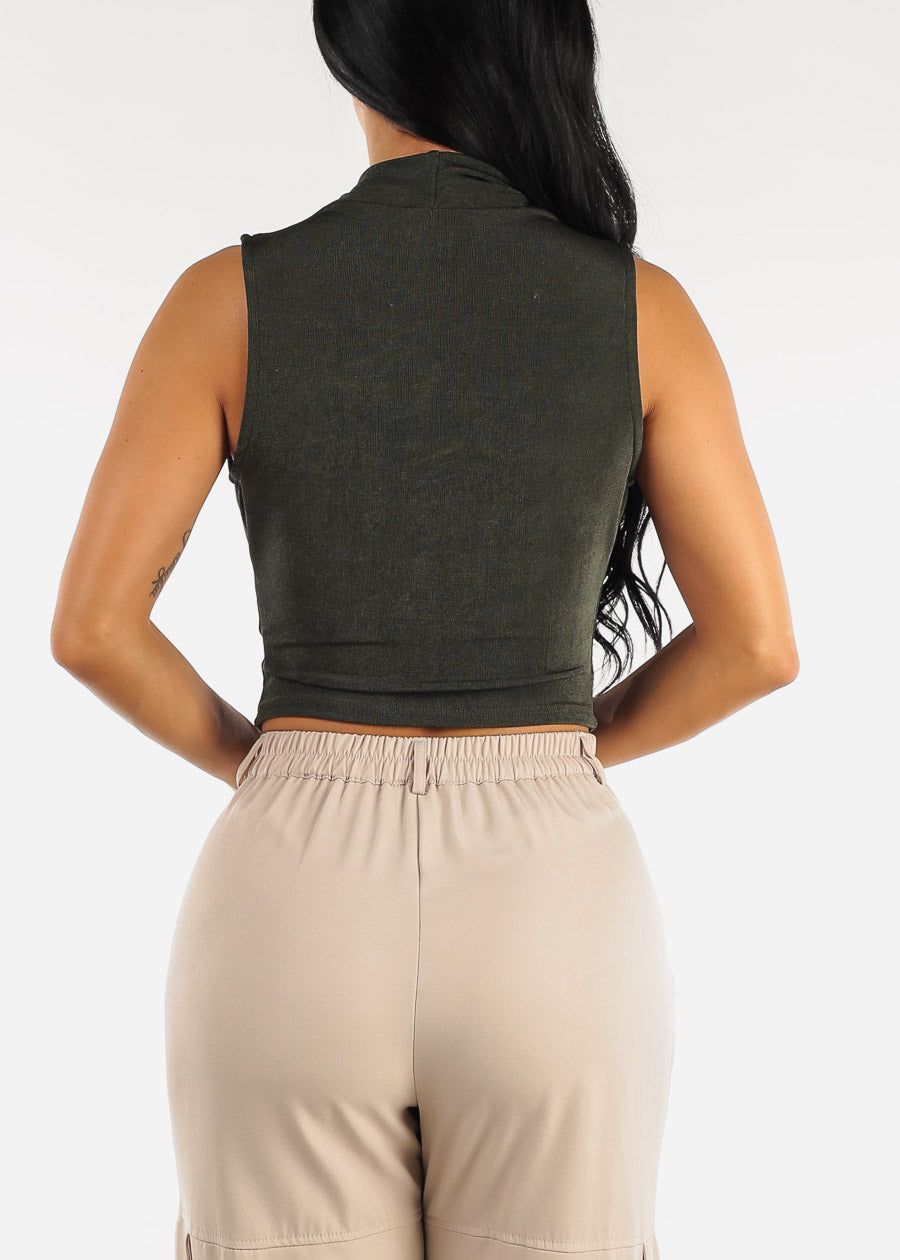 Drape Cowl Neck Sleeveless Top Olive sold by Moda product image thumbnail 4