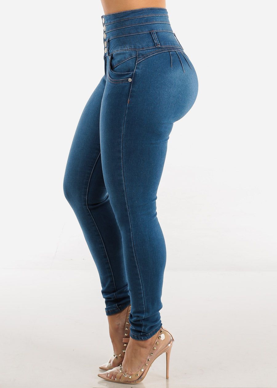 Super High Waisted Butt Lifting Skinny Jeans w Brown Stitching sold by Moda product image thumbnail 4