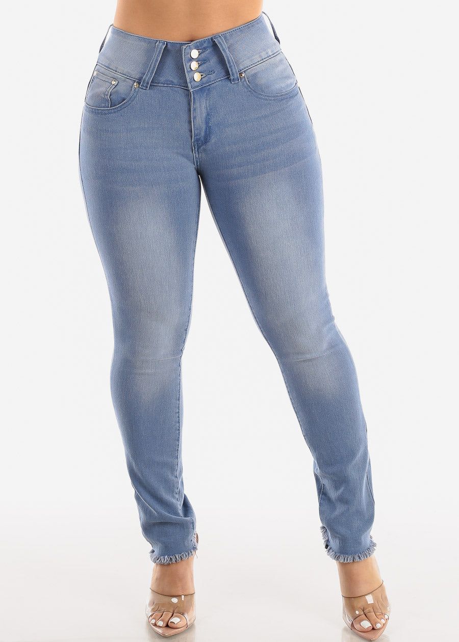 Butt Lifting High Waisted Skinny Jeans Light Wash sold by Moda product image thumbnail 3
