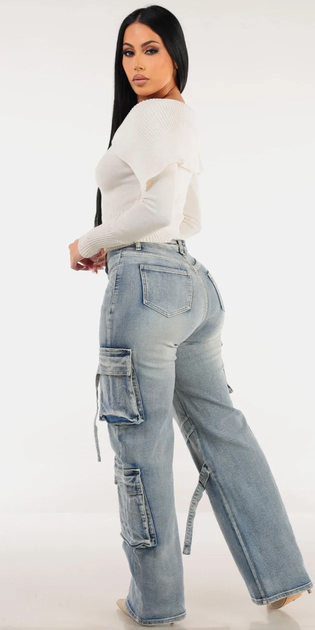 Off Shoulder Cargo Denim Set sold by Moda product image thumbnail 2