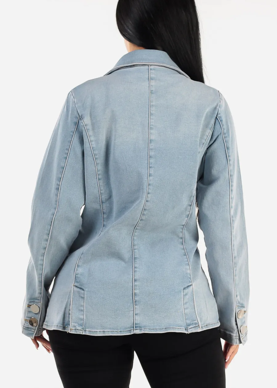 Long Sleeve Light Denim Blazer w Pockets sold by Moda product image thumbnail 4
