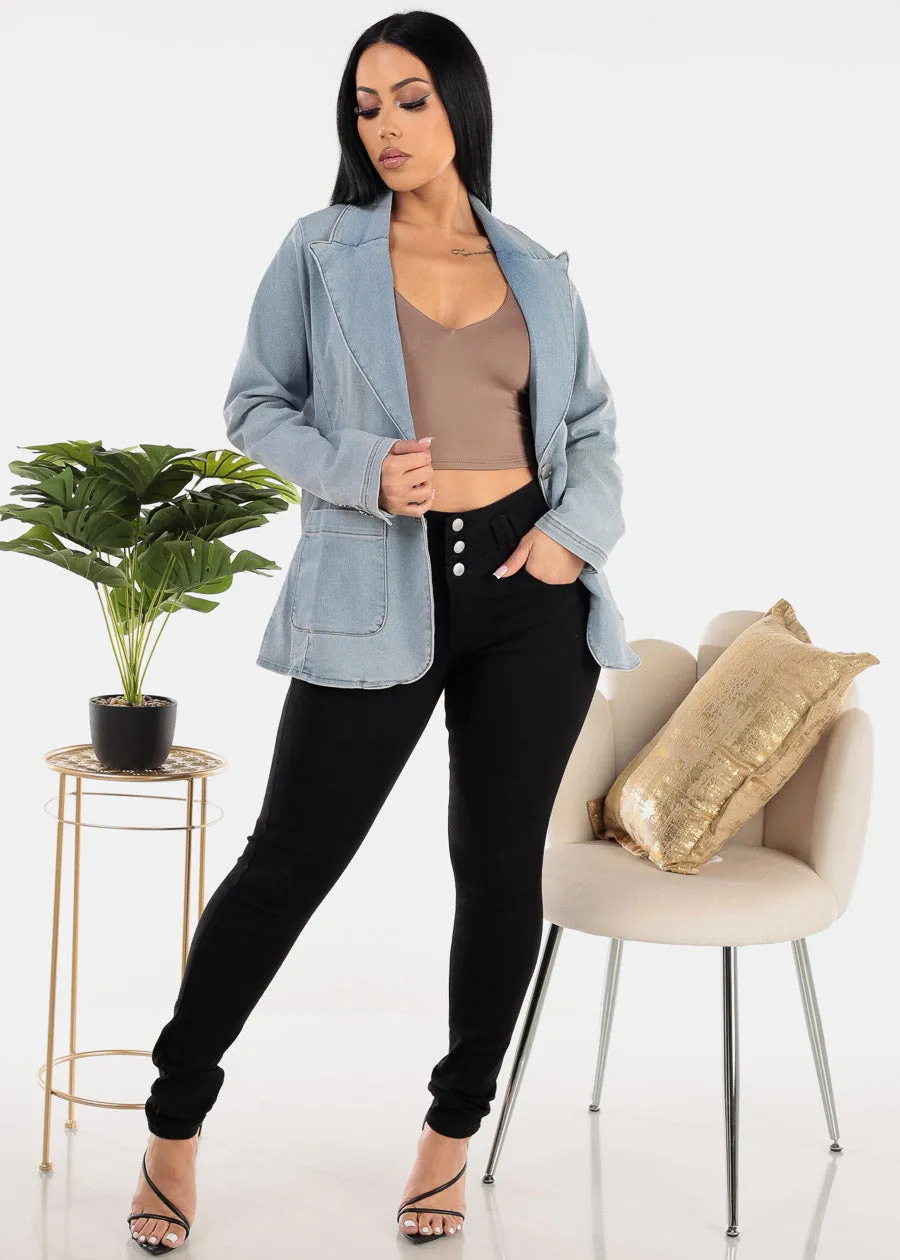 Long Sleeve Light Denim Blazer w Pockets sold by Moda product image thumbnail 2