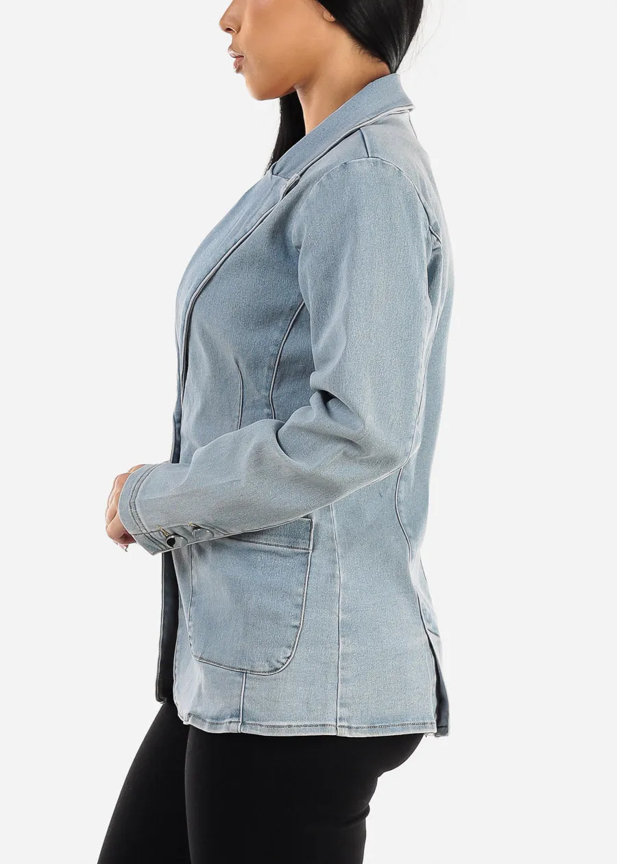 Long Sleeve Light Denim Blazer w Pockets sold by Moda product image thumbnail 3