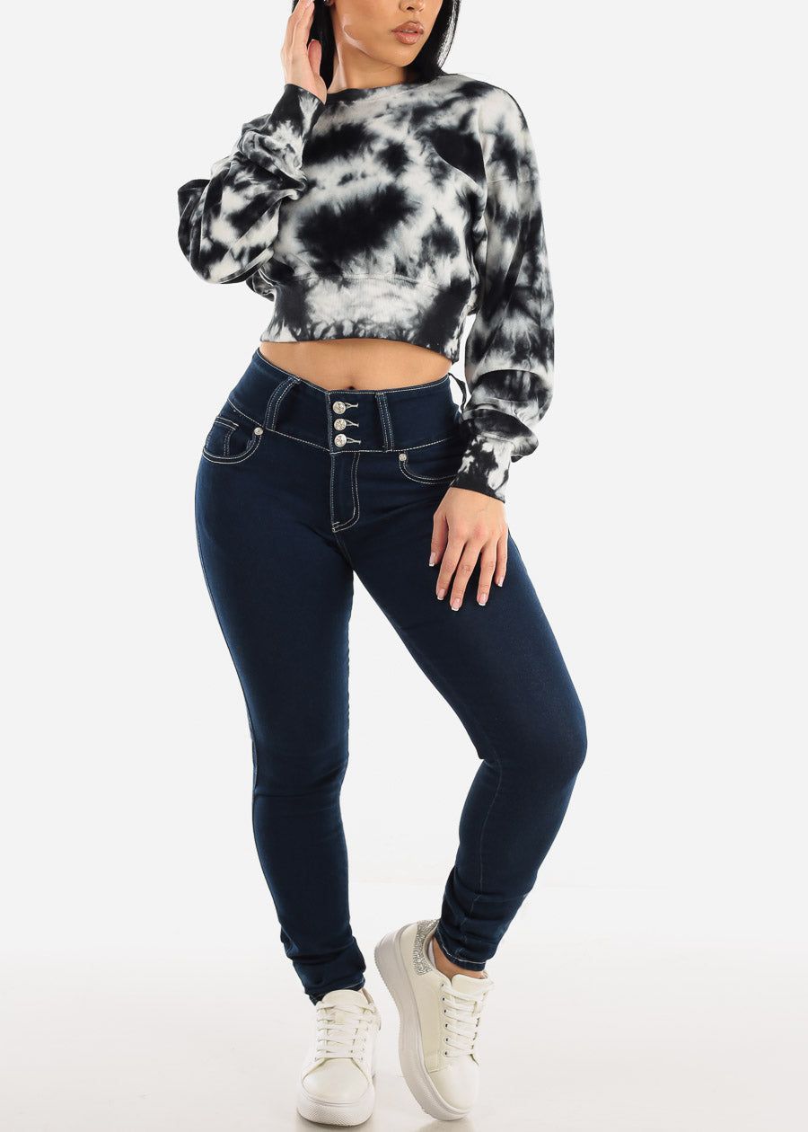 Tie Dye Long Sleeve Cropped Pullover Sweatshirt sold by Moda product image thumbnail 2