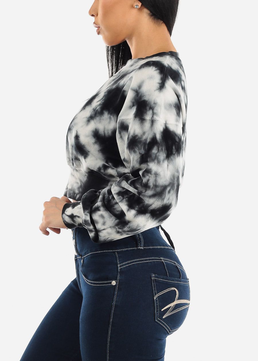 Tie Dye Long Sleeve Cropped Pullover Sweatshirt sold by Moda product image thumbnail 3