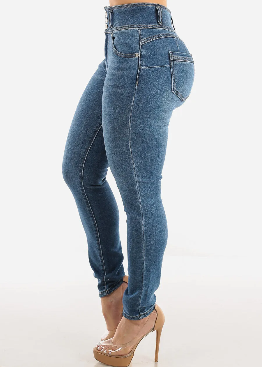 Super High Waist Butt Lifting Skinny Jeans Med Blue sold by Moda product image thumbnail 4