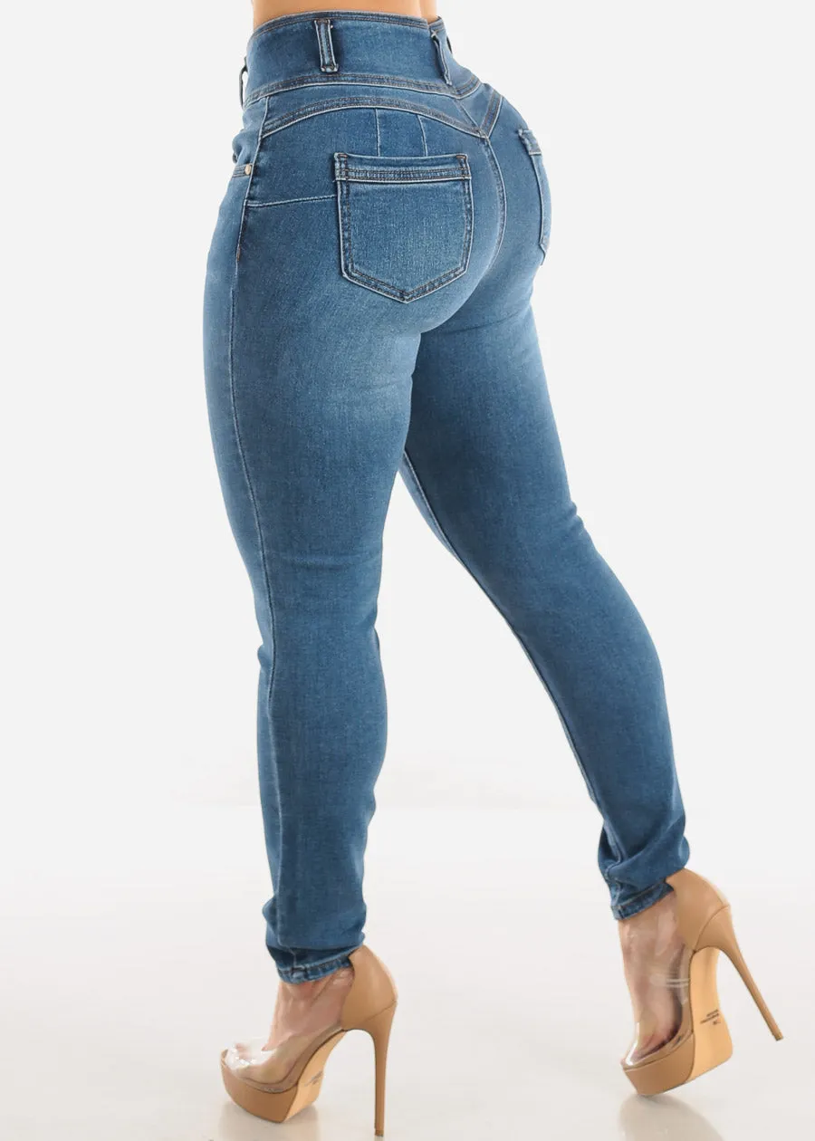 Super High Waist Butt Lifting Skinny Jeans Med Blue sold by Moda product image thumbnail 5