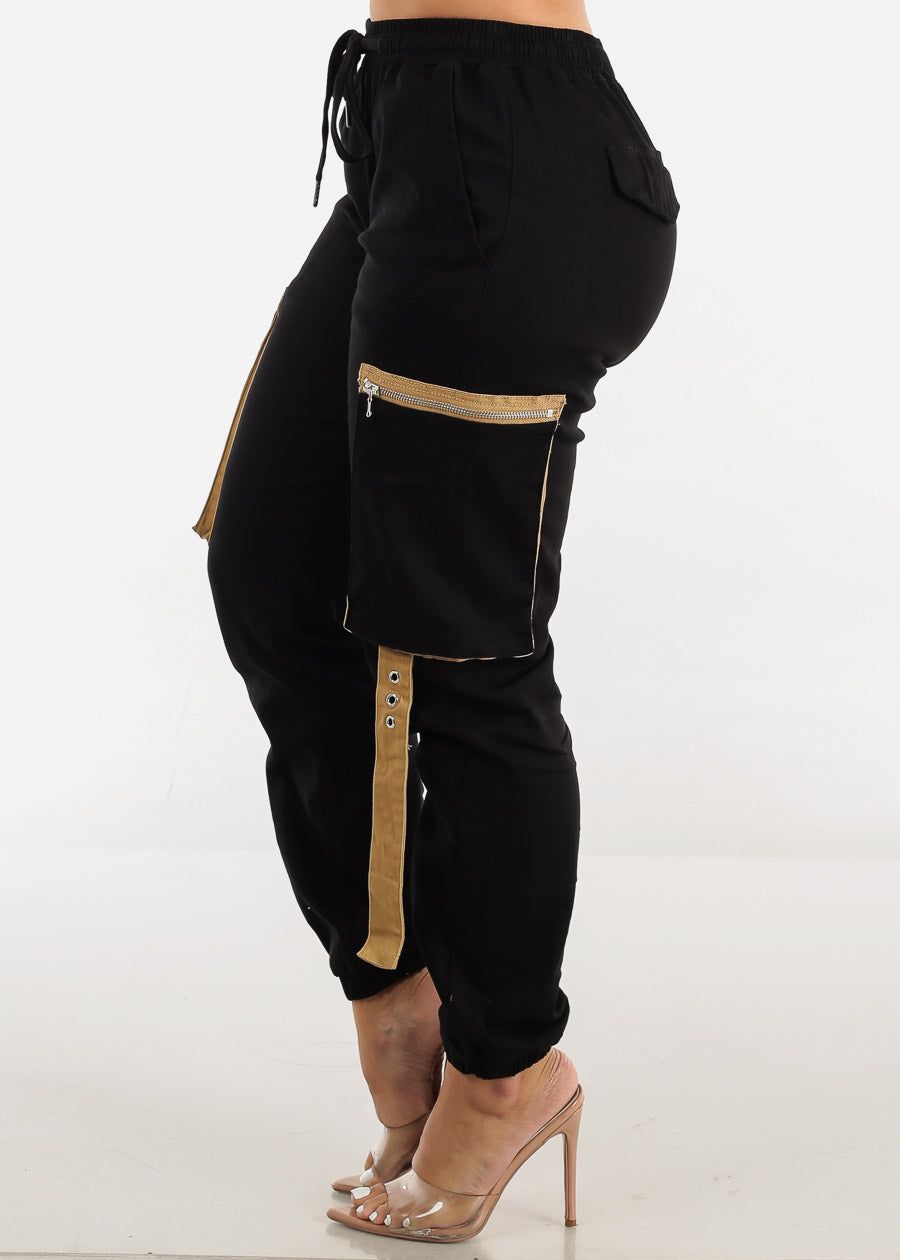 High Waist Black Cargo Jogger Pants sold by Moda product image thumbnail 4