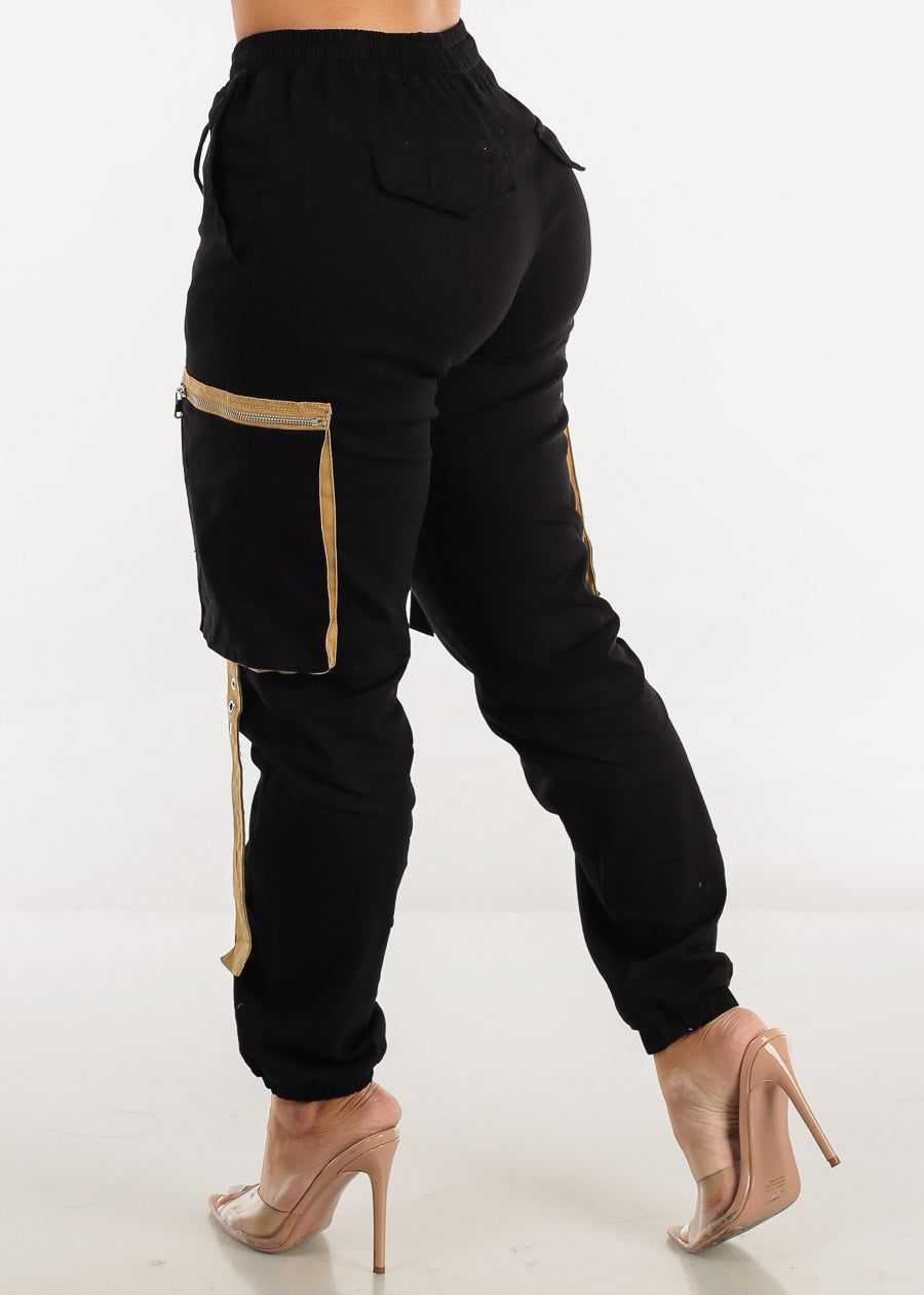 High Waist Black Cargo Jogger Pants sold by Moda product image thumbnail 5