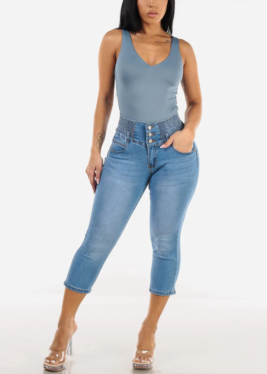 Seamless Vneck Sleeveless Thong Bodysuit Dusty Blue sold by Moda product image thumbnail 2