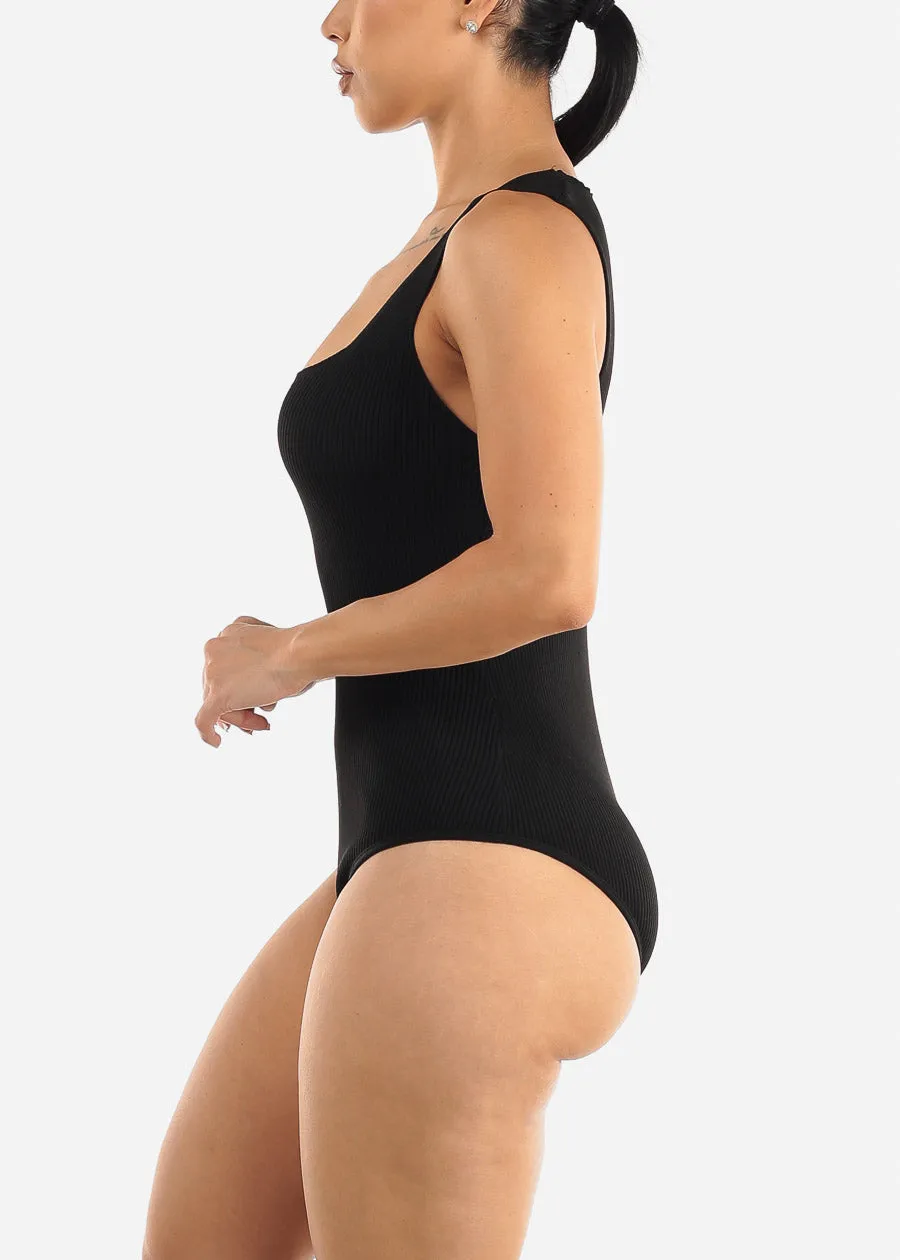 Square Neck Sleeveless Black Ribbed Bodysuit sold by Moda product image thumbnail 3