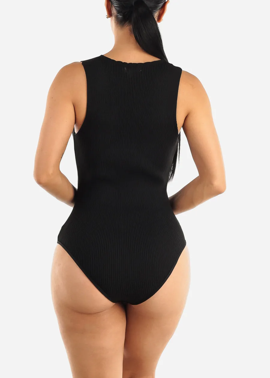 Square Neck Sleeveless Black Ribbed Bodysuit sold by Moda product image thumbnail 4