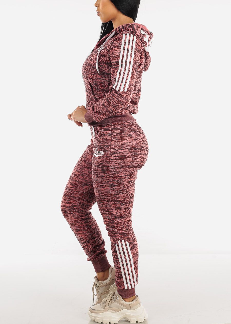 Printed Fleece Zip Up Hoodie & Jogger Sweatpants Mauve ( 2 PCE SET) sold by Moda product image thumbnail 5