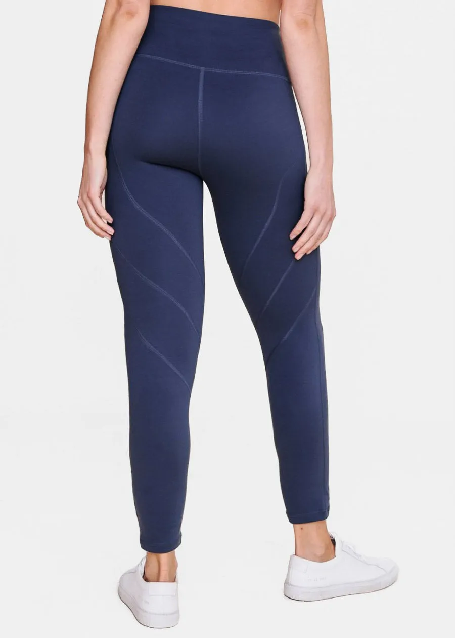 High Waisted Activewear Leggings Navy w Seam Detail sold by Moda product image thumbnail 4