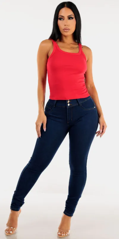 Red Butt Lift Denim Outfit sold by Moda