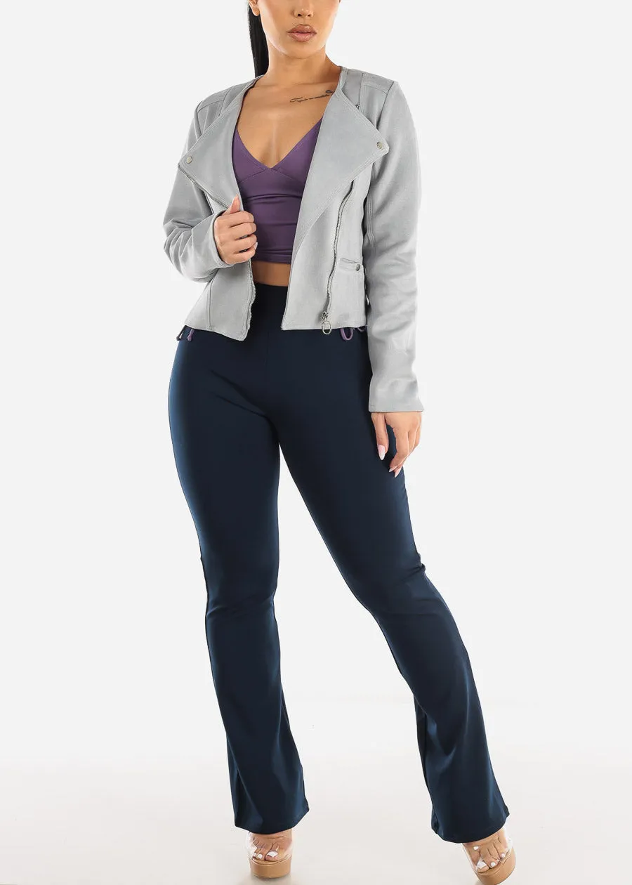 Long Sleeve V-neck Crop Top Lilac w Ruched Sides sold by Moda product image thumbnail 2