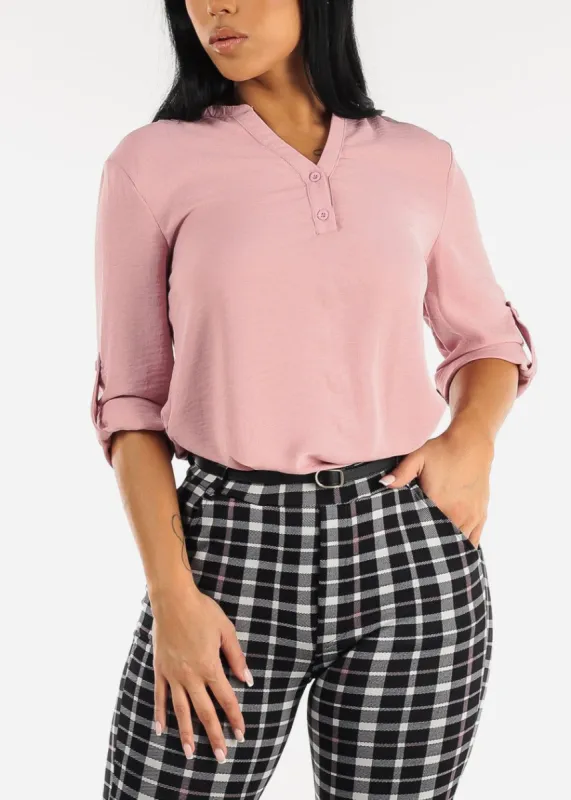 Quarter Sleeve Mauve Woven Blouse sold by Moda
