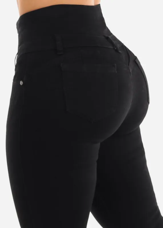 MX JEANS Super High Waisted Black Butt Lifting Skinny Jeans sold by Moda