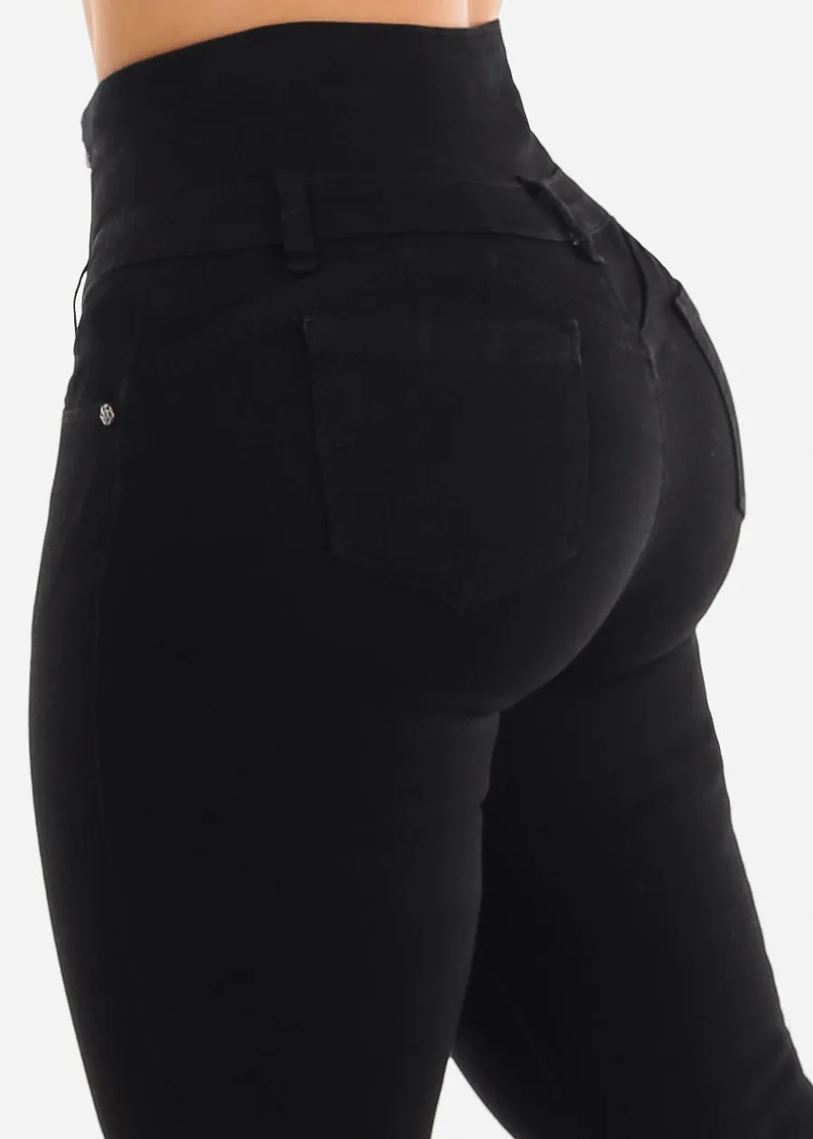 MX JEANS Super High Waisted Black Butt Lifting Skinny Jeans sold by Moda