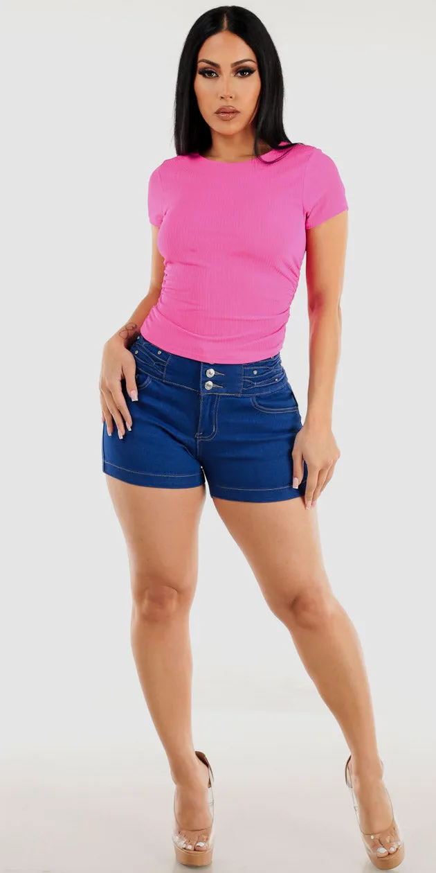 Pink Ruched Butt Lift Denim Look sold by Moda