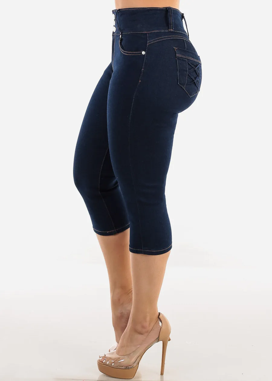 High Waisted Butt Lifting Dark Denim Capris sold by Moda product image thumbnail 4