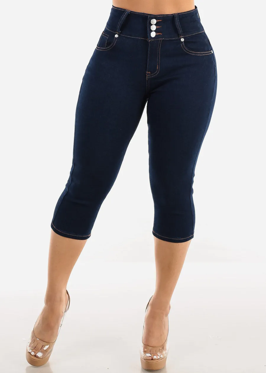 High Waisted Butt Lifting Dark Denim Capris sold by Moda product image thumbnail 3