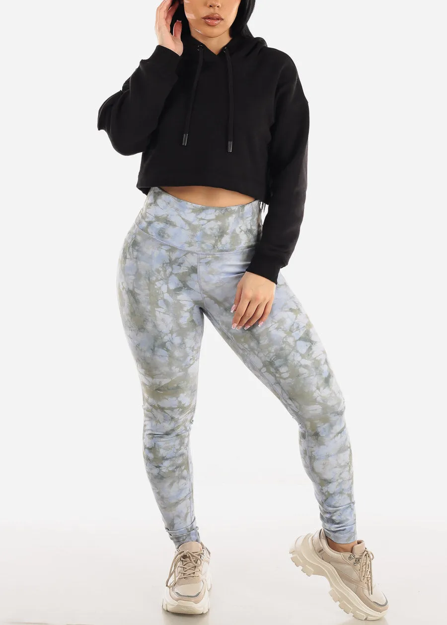 Black Long Sleeve Fleece Cropped Pullover Hoodie sold by Moda product image thumbnail 2