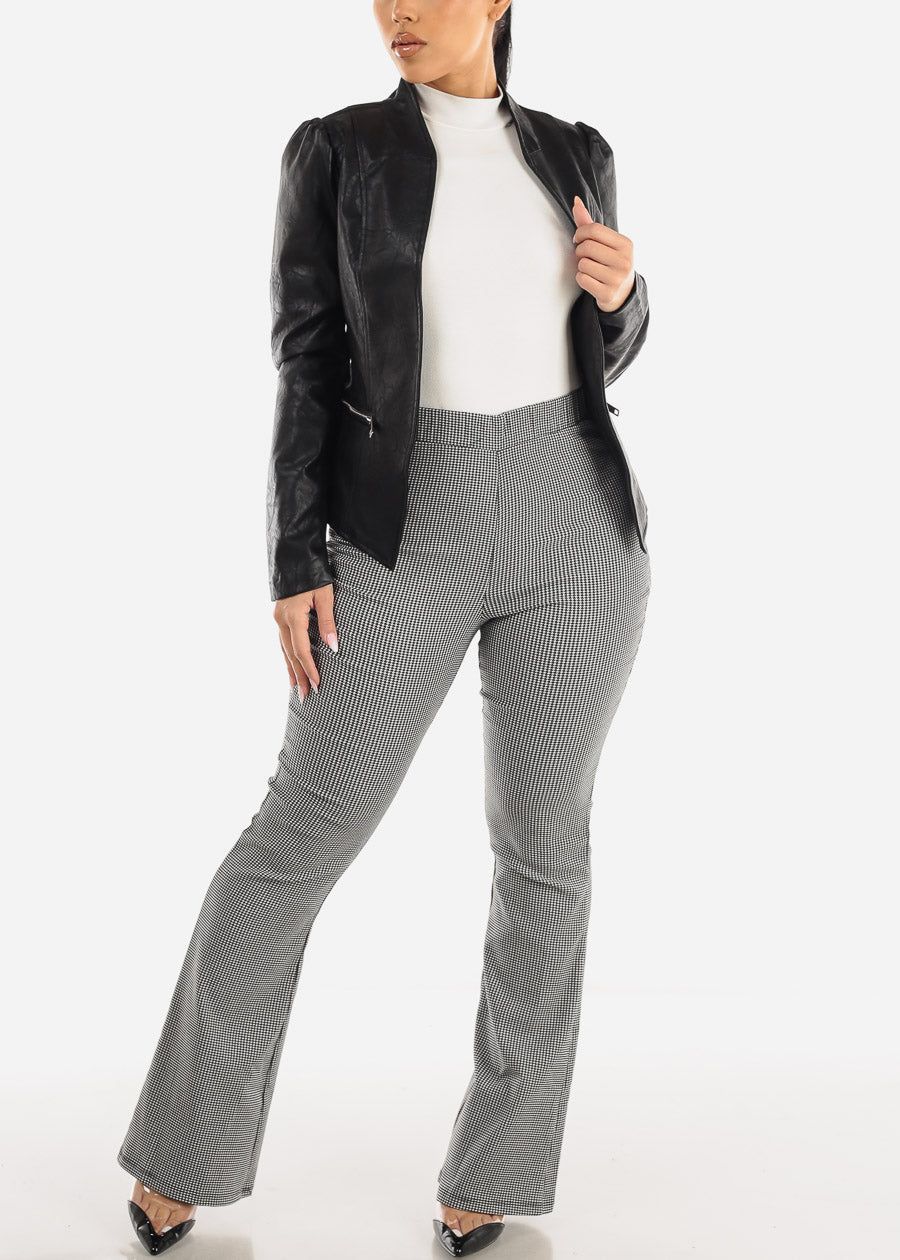 Black Open Front Long Sleeve Vegan Leather Jacket sold by Moda product image thumbnail 2