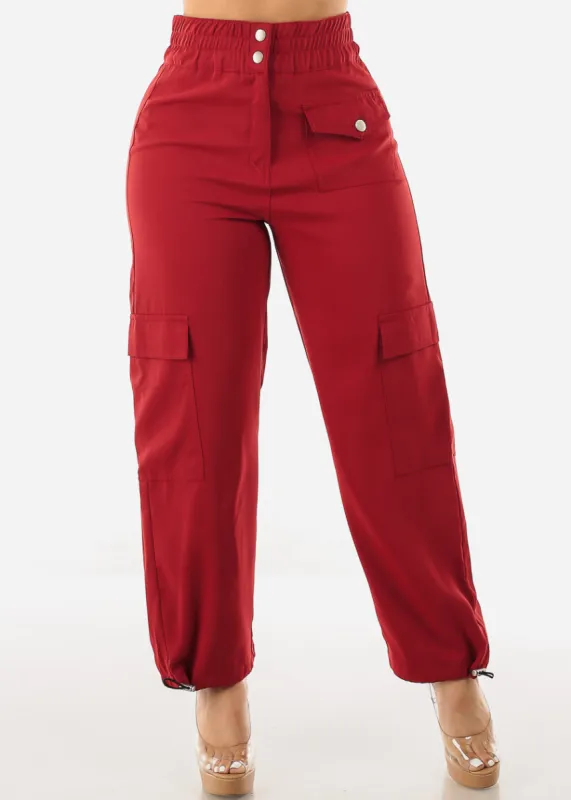 Super High Rise Spandex Waist Bungee Cargo Pants Brick sold by Moda