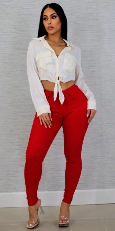 Satin Butt Lift Skinnies Look sold by Moda