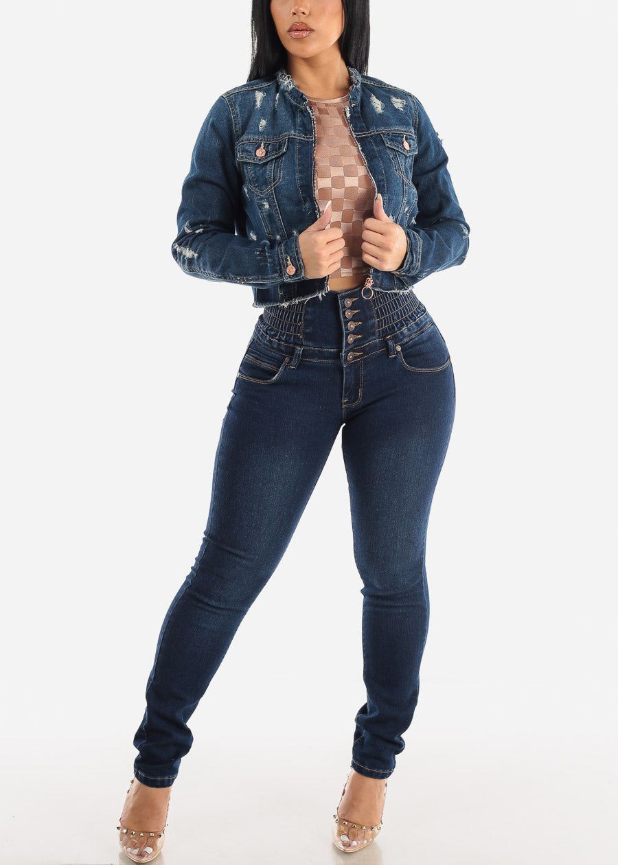 Long Sleeve Checkered Mesh Crop Top Nude sold by Moda product image thumbnail 4