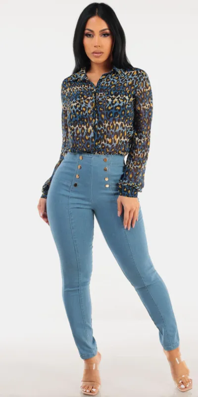 Printed Stretch Denim Outfit sold by Moda