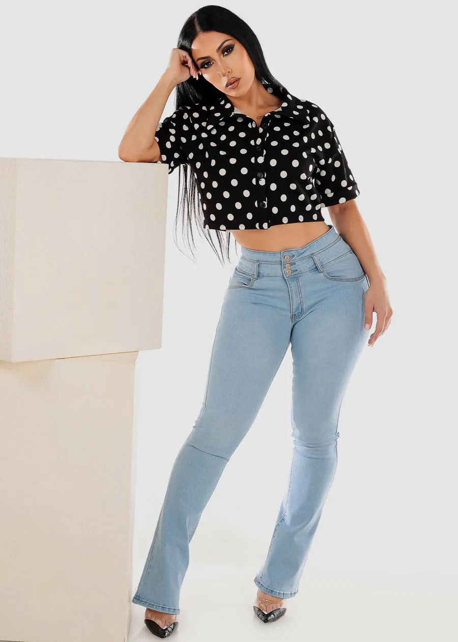 High Waisted Butt Lifting Bootcut Jeans Light Blue sold by Moda product image thumbnail 3