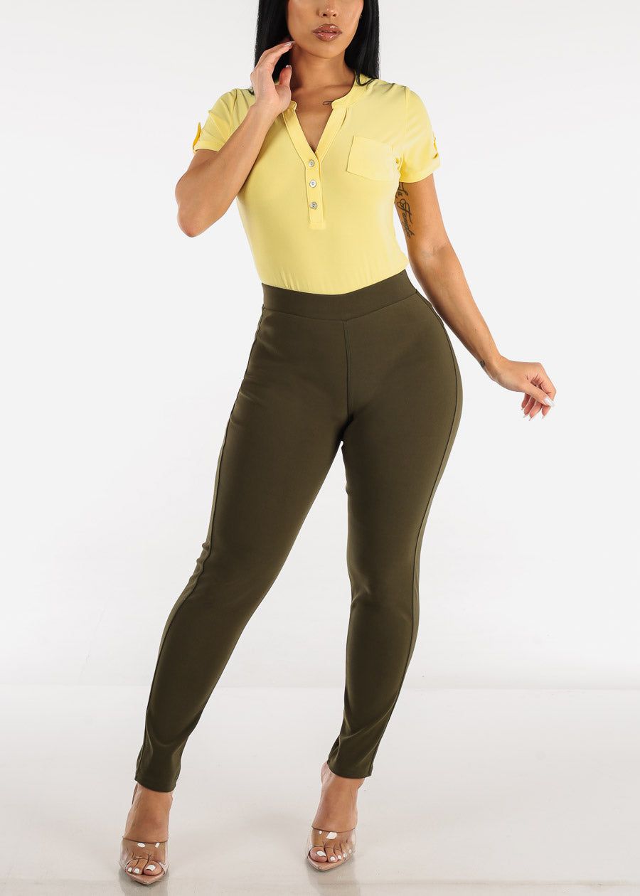 Butt Lifting High Waist Dressy Skinny Pants Olive sold by Moda product image thumbnail 2