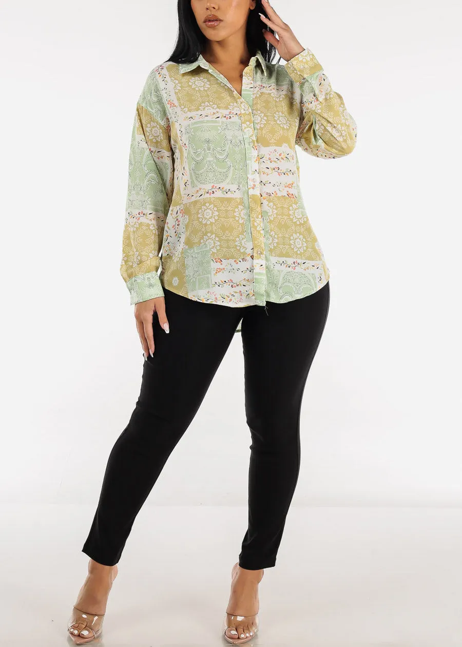 Long Sleeve Button Down Floral Shirt Sage sold by Moda product image thumbnail 2