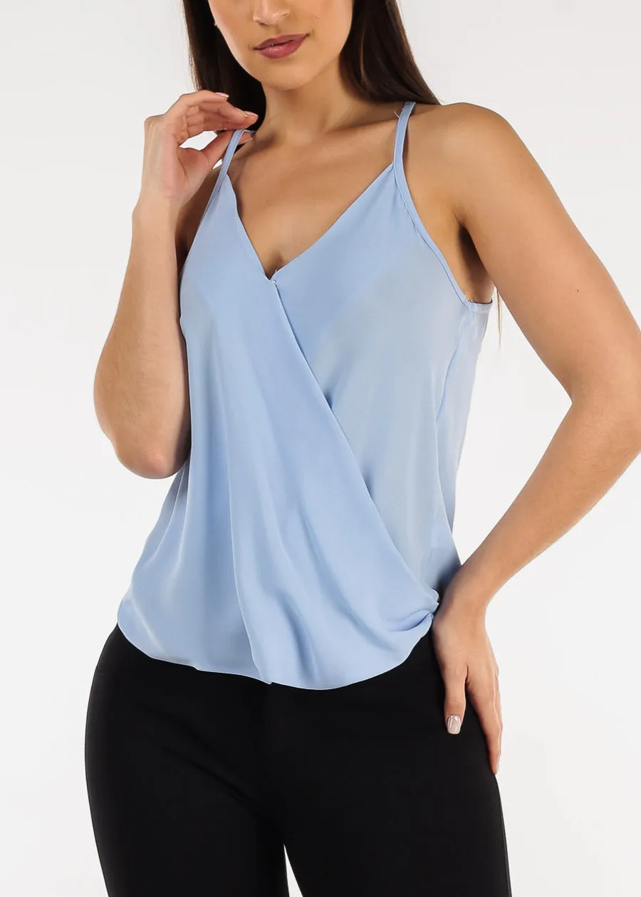 Sleeveless Surplice Chiffon Cami Top Light Blue sold by Moda