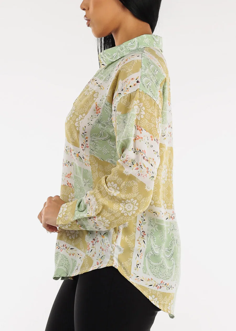 Long Sleeve Button Down Floral Shirt Sage sold by Moda product image thumbnail 3