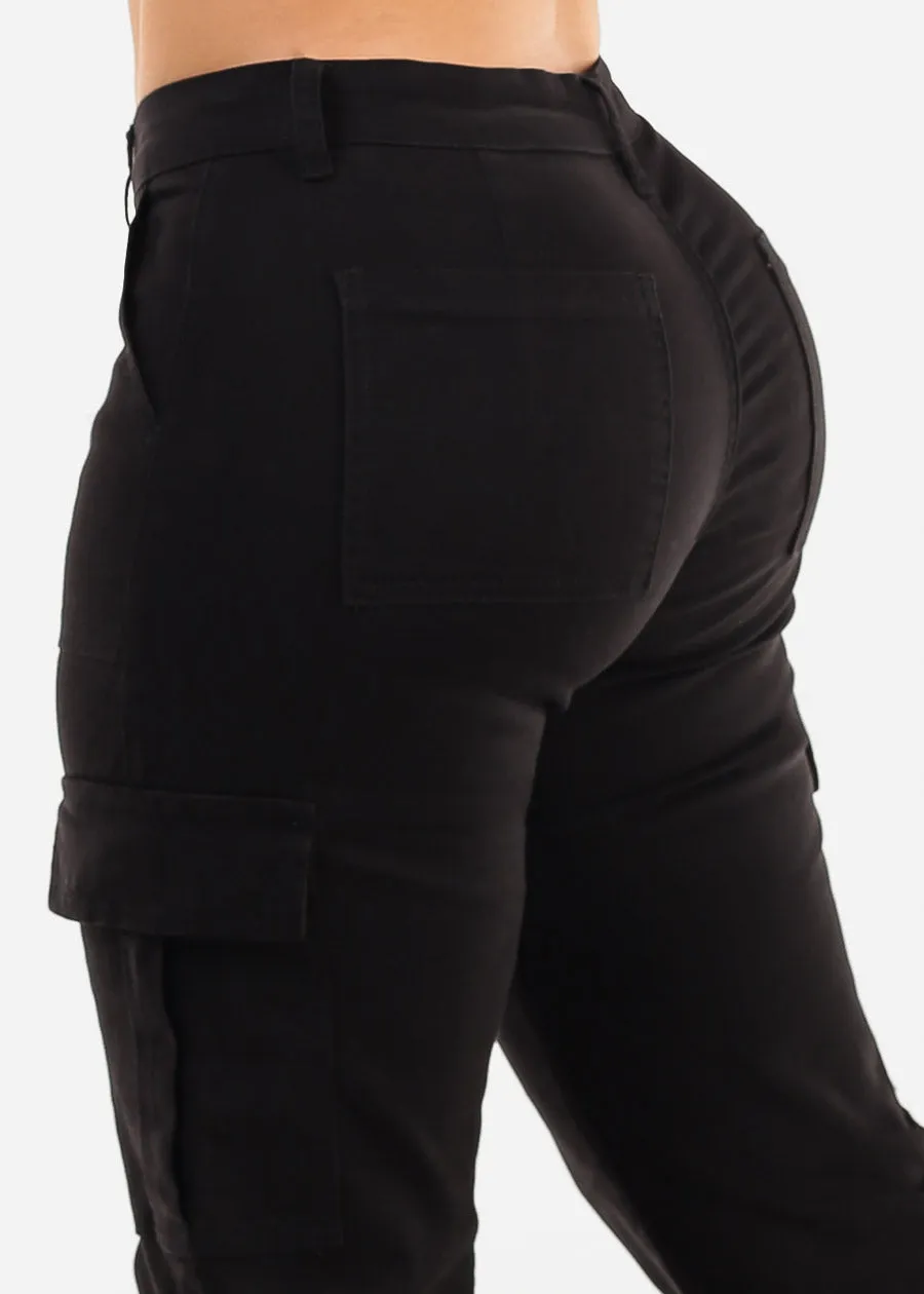 Butt Lift Mid Rise Straight Wide Leg Cargo Pants Black sold by Moda product image thumbnail 5