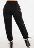 Black High Waist Knee Pleats Parachute Jogger Pants sold by Moda