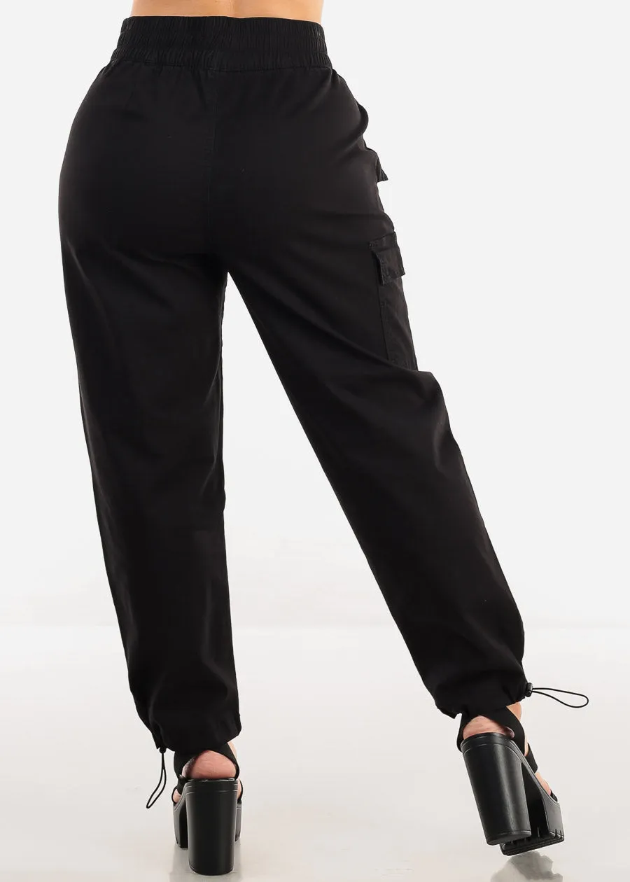 Black High Waist Knee Pleats Parachute Jogger Pants sold by Moda product image thumbnail 4
