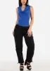 Black High Waist Knee Pleats Parachute Jogger Pants sold by Moda