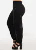 Black High Waist Knee Pleats Parachute Jogger Pants sold by Moda