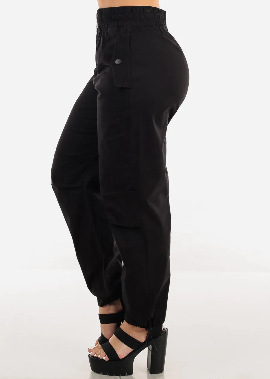 Black High Waist Knee Pleats Parachute Jogger Pants sold by Moda product image thumbnail 3