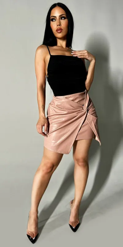 Backless Cami Pleather Mauve Set sold by Moda