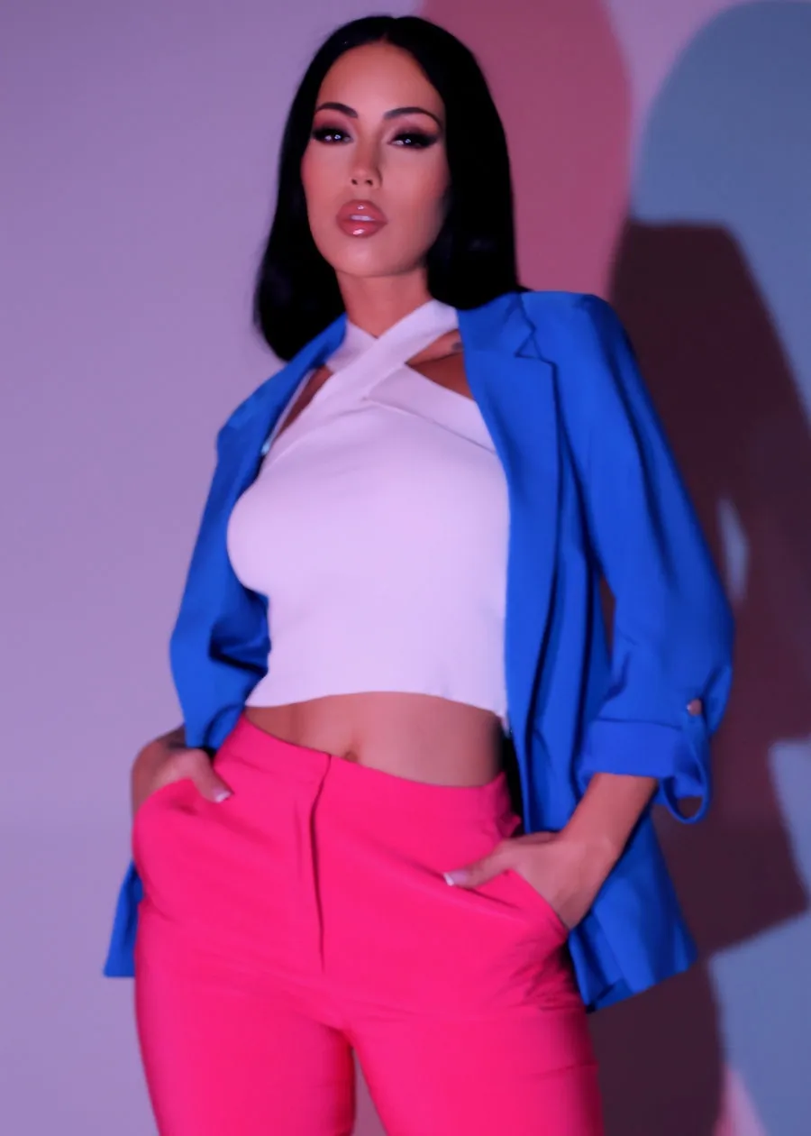 White Criss Cross Halter Ribbed Crop Top sold by Moda product image thumbnail 2