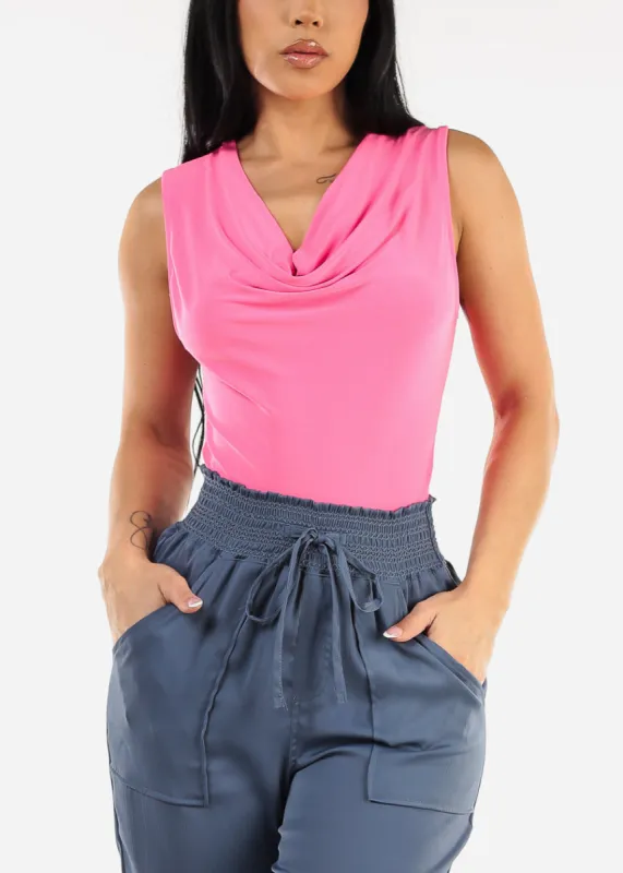 Sleeveless Cowl Neck Blouse Hot Pink sold by Moda