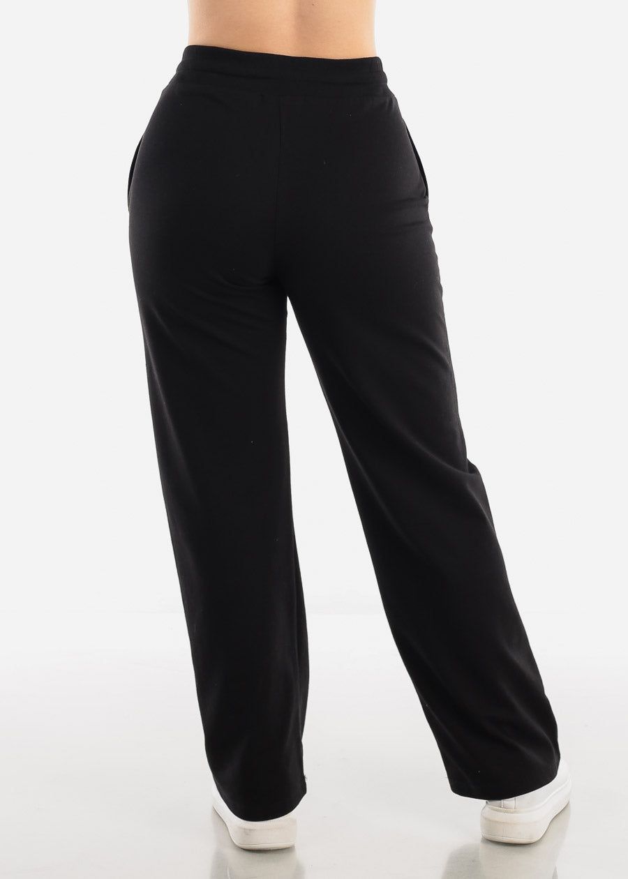 Black French Terry Wide Leg Pants sold by Moda product image thumbnail 3